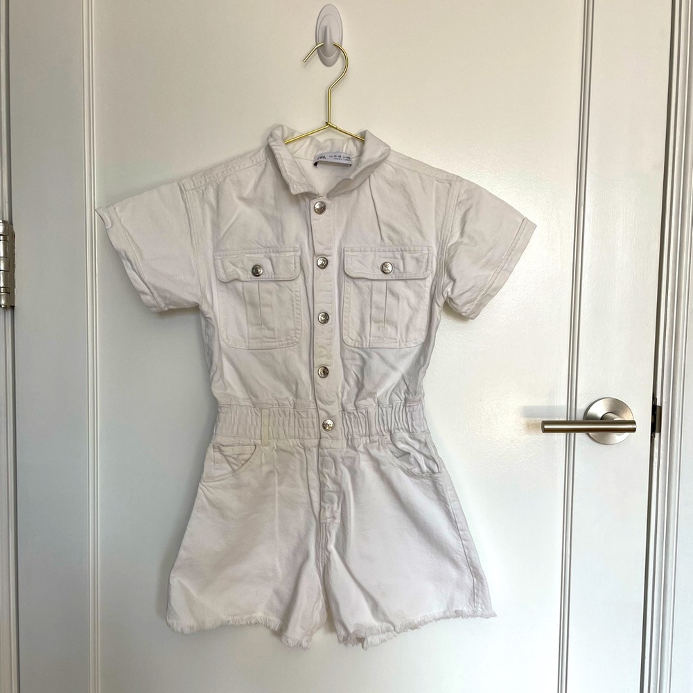 Zara Girls White Denim Romper 11-12